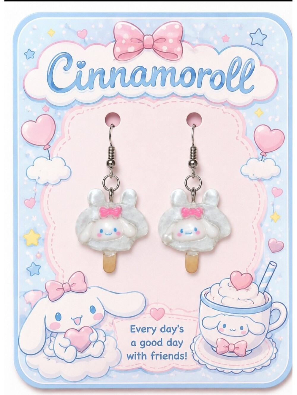 Sanrio Kawaii Hello Kitty Cinnamaroll Ice Cream Popsicle Hypoallergenic Earrings